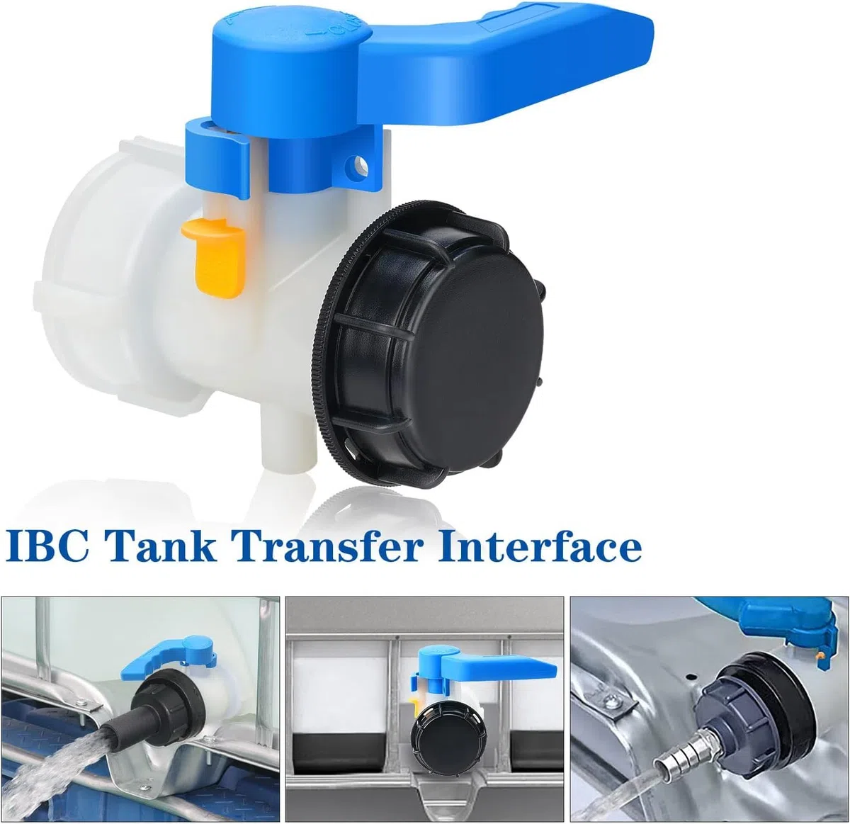 IBC Tank Accessories - Válvula de solapa universal DN40 (62 mm) adaptador de llave de paso para contenedores de agua