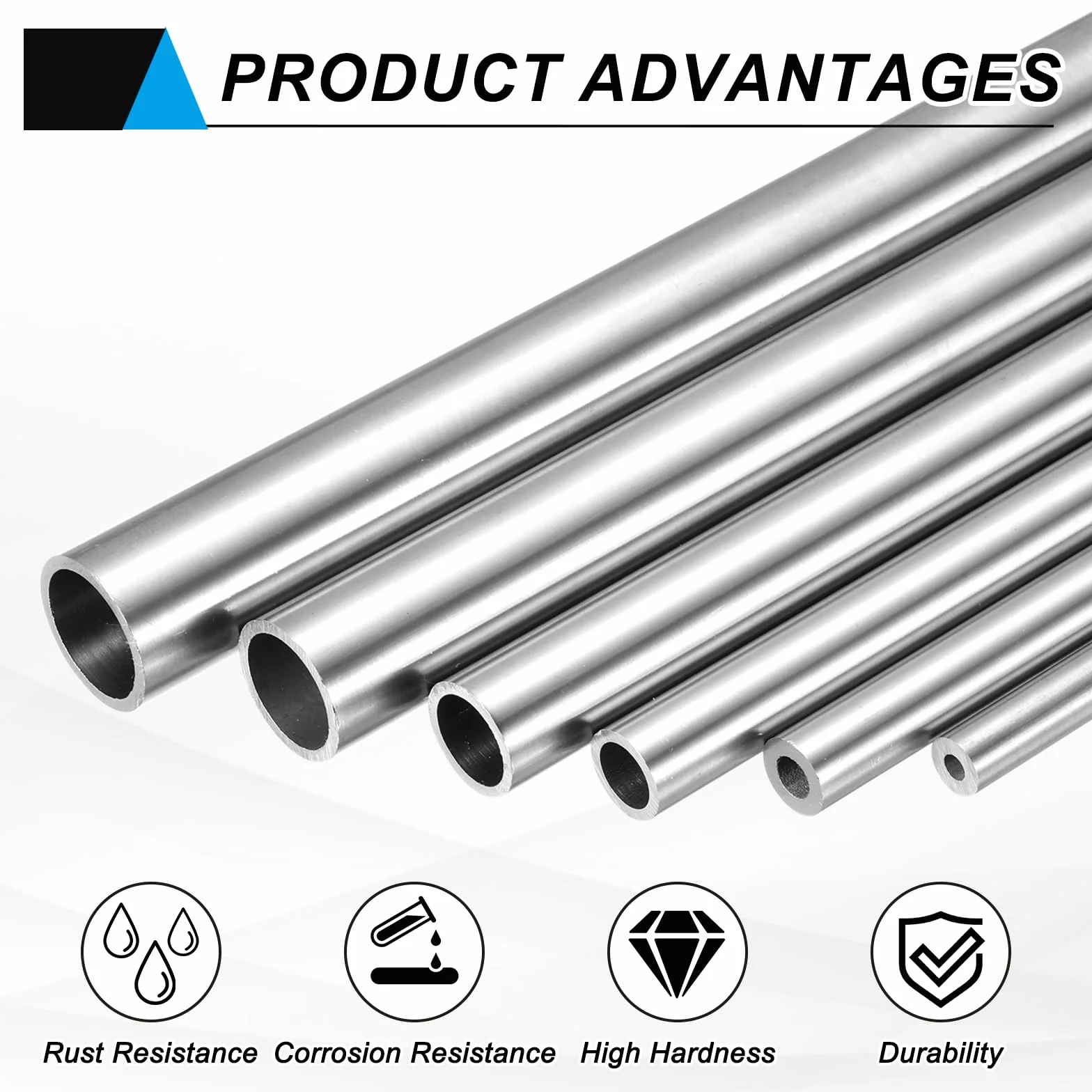 Sourcing Map - Tubo de acero inoxidable 304, 8 mm de diámetro interior, 12 mm de diámetro exterior, 250 mm de longitud, tubo capilar de metal de acero redondo sin costuras y recto para proyectos de