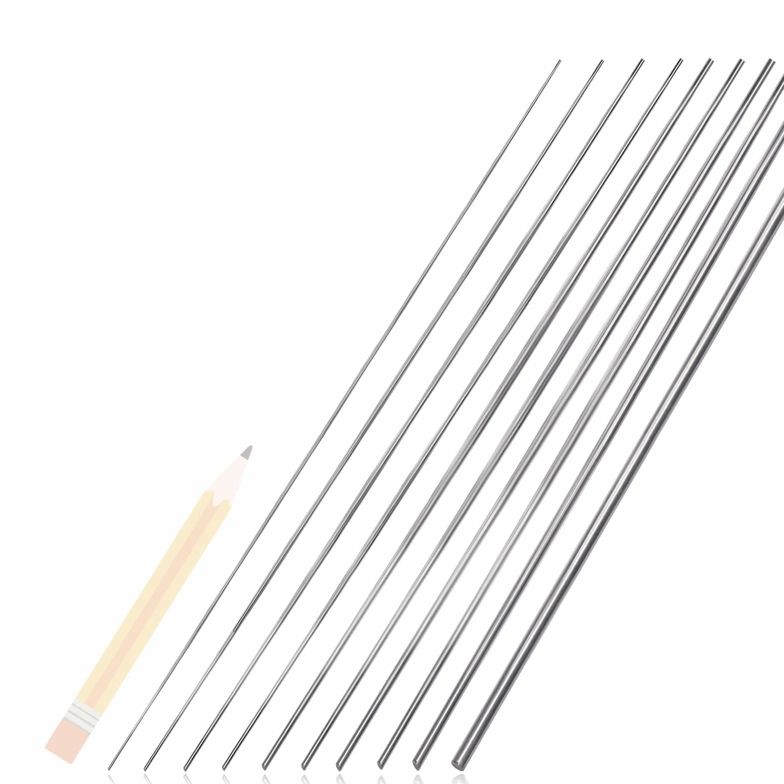 56 piezas Barres acero inoxidable 30cm, Barra metálica Longitud 300mm, 5 diámetros barra redonda sólida de acero inoxidable 1mm 1.5mm 2mm 2.5mm 3mm Para Artesanías bricolaje jardín modelo