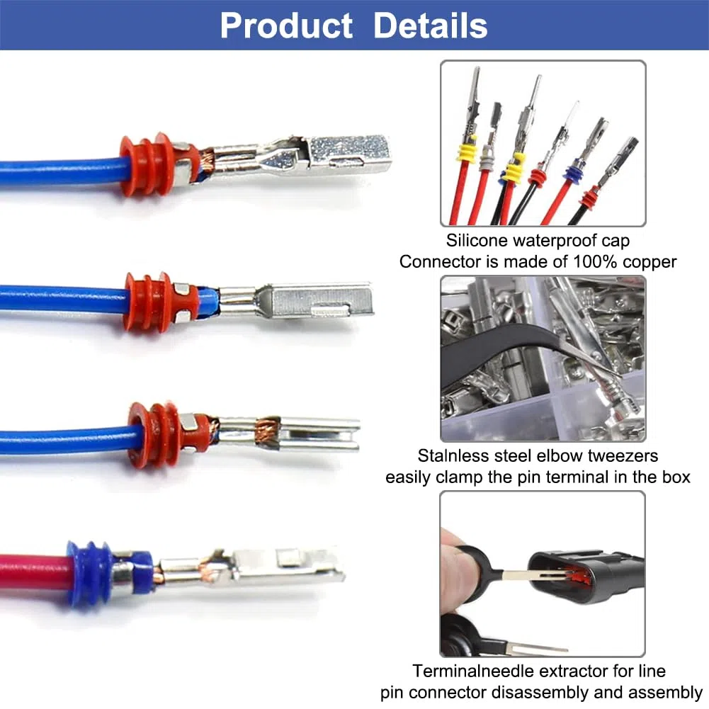 618 Piezas Conectores de Cable Eléctrico Automotriz, Juego Surtido de Clavijas Macho Hembra, Conectores no Aislados