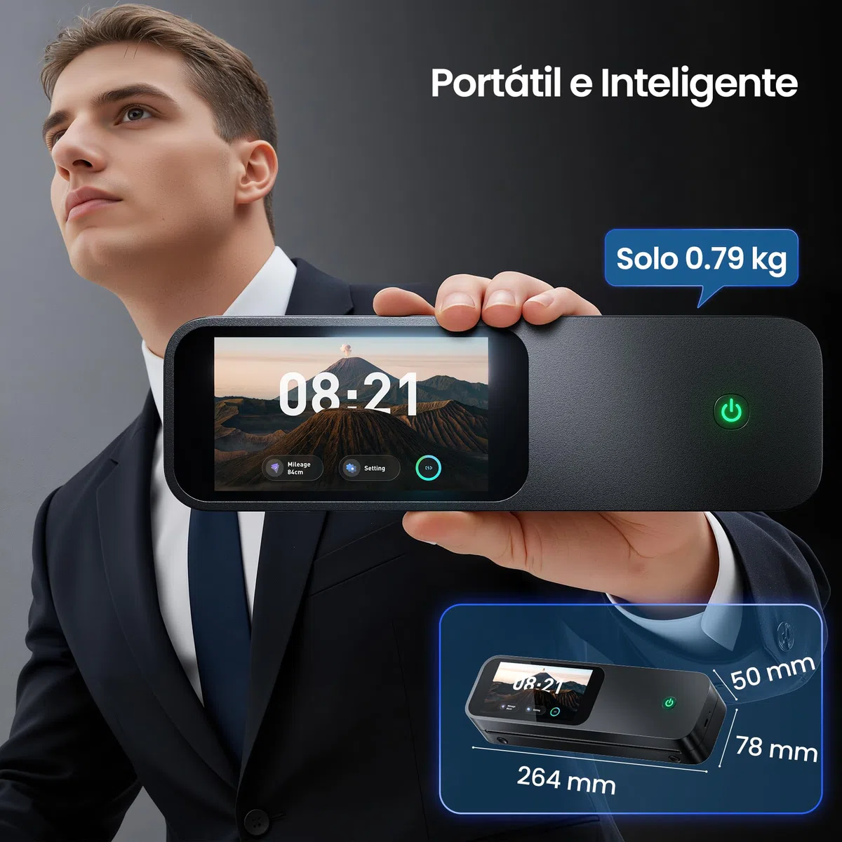 Phomemo Impresoras Termica A4 Kit, Pantalla Grande Reconocimiento de Papel | con Maletín de Transporte y 4 Rollos de Papel Térmico Impresoras de 300 dpi Compatible con iOS y Android, Teléfono y Portátil