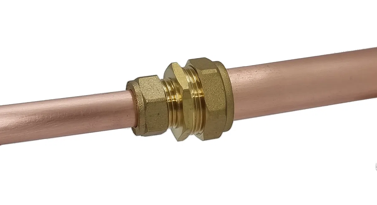 Pipestation Reductor de 22 mm a 15 mm, 1 paquete, reductor de compresión de latón, conectores de tubo acoplador reductor para tubería de cobre