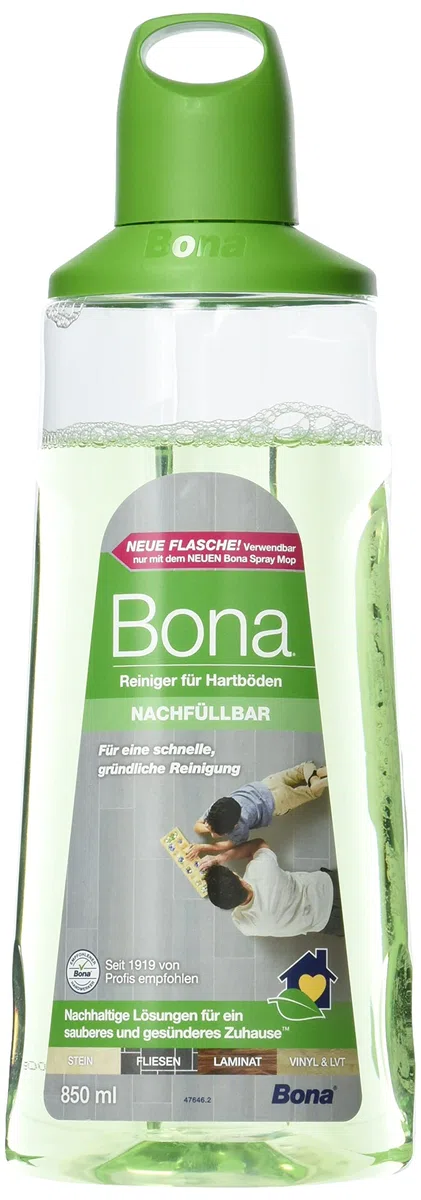 Bona Limpiador de suelos, baldosas de piedra y laminado, botella de 850 ml, cartucho para mopa en spray premium, limpiador de suelos de piedra, azulejos
