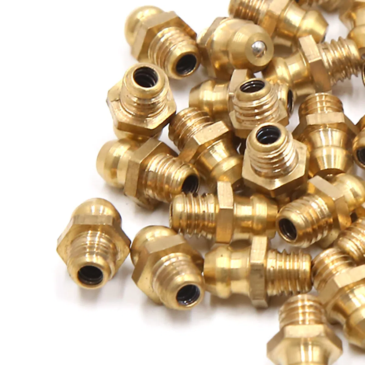 sourcing map 30uds M6 X 1mm Rosca Latón Engrasador Recto Pezón Boquilla Boquillas Engrasadoras