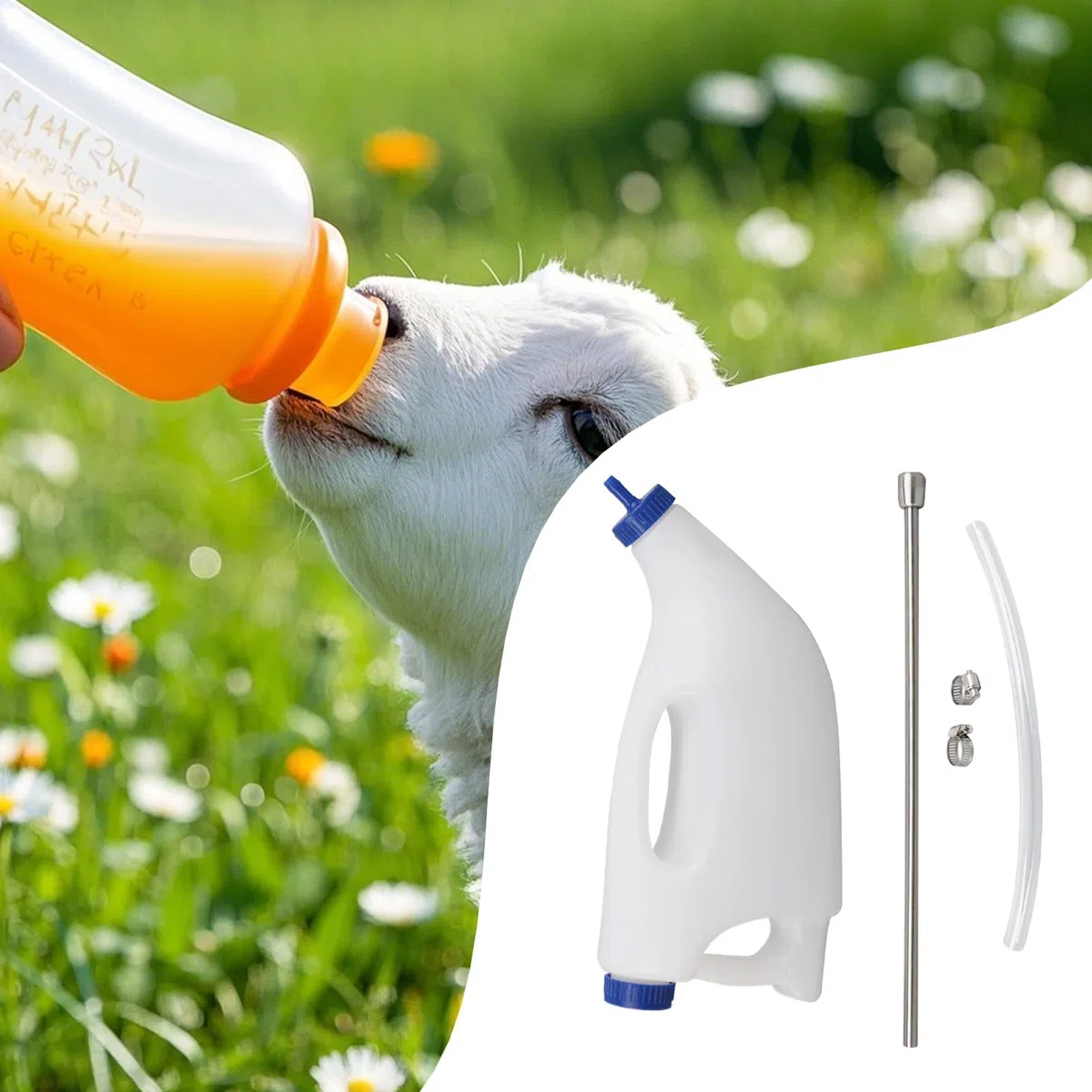 Alimentador de leche de ternero, alimentador de terneros | Herramienta de alimentación de cordero de oveja de ancianos - 4L BoCh BoCh Ternal Arader con tubo, sonda de alimentador de fluido esofágico p