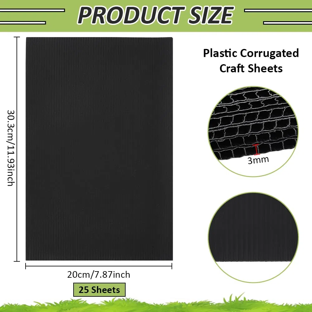 BENECREAT 25 hojas de plástico corrugado, 303 x 200 mm, cartón corrugado para pósteres, carteles en blanco para patio, oficina, jardín, interior, decoración de fiestas, 3 mm de grosor