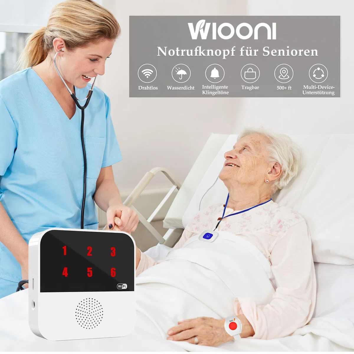 Avisador Personas Mayores, Boton Emergencia Ancianos - Incluye 1 Receptor + 1 Botón de Muñeca + Botón para Emergencias, Ideal para Enfermos, Adultos Mayores, Personas con Discapacidad y Niños