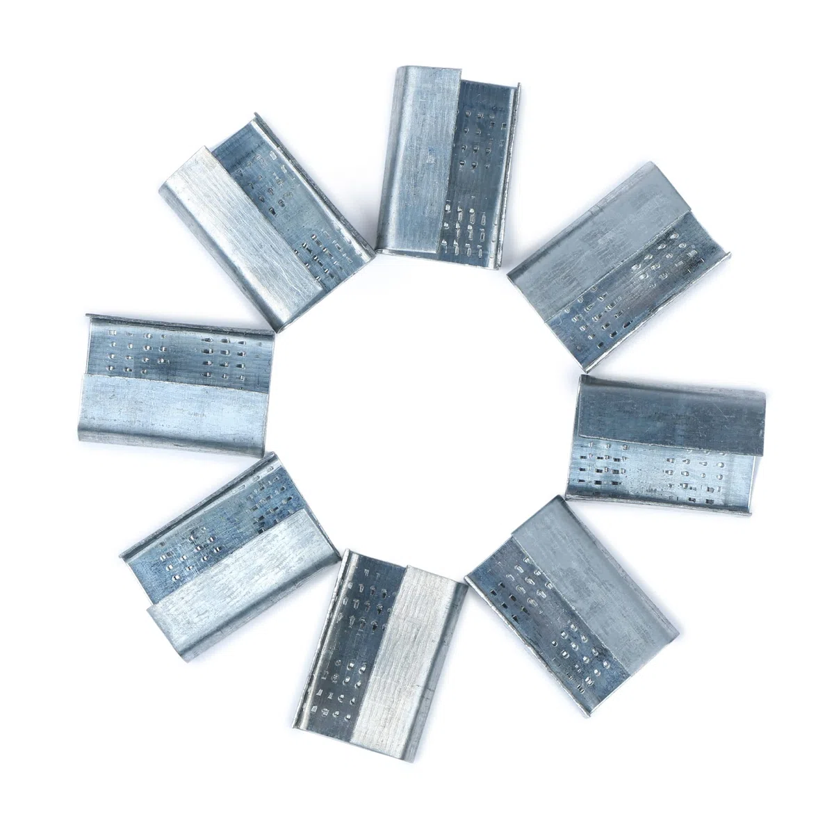 U.S. Solid 200 cintas de embalaje dentadas abiertas para 16 mm de ancho de banda de poliéster (PET), clips de flejado de cinta, clips de flejado de plástico, hebilla de metal