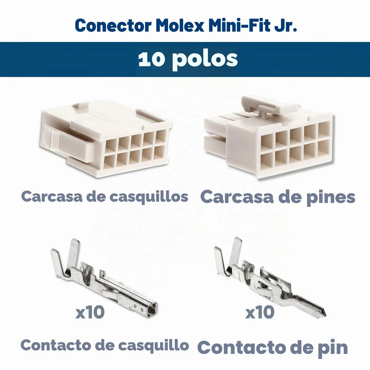 Molex Mini-Fit Jr. Juego de conectores de 10 pines para componentes de PC Kali-2410 I, calidad industrial del distribuidor alemán