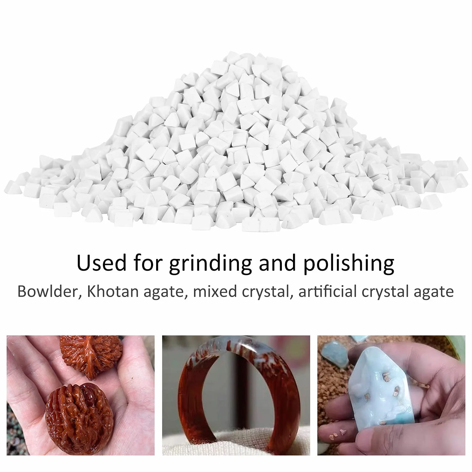 Abrasivo de Cerámica 500G para Pulir Joyas, Forma Triangular con Alto Brillo, Pulido Detallado, Brillo Vivo para Piedras y Conchas, para Fabricación de Joyas