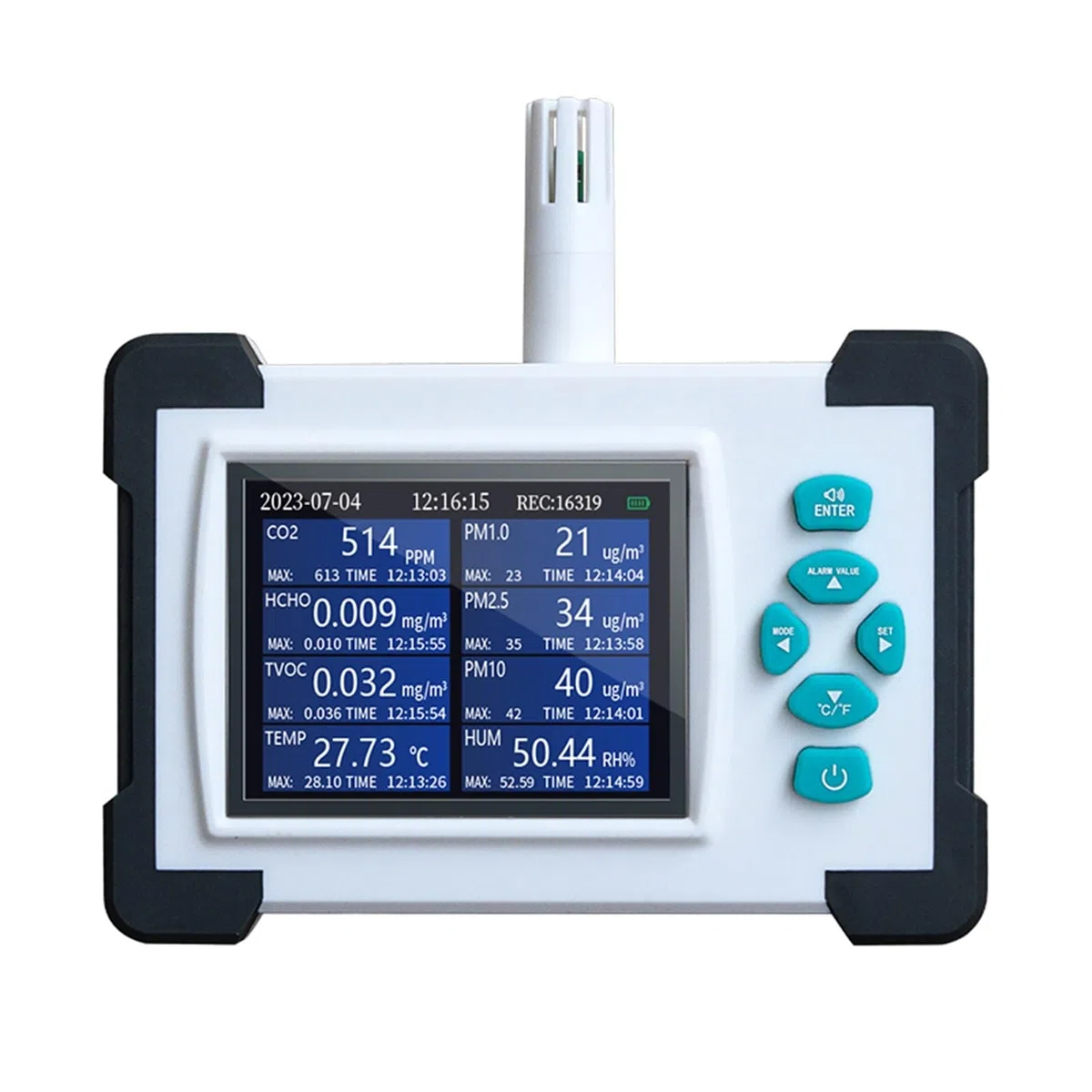Detector de Calidad del Aire múltiple 7 en 1 TVOC HCHO PM CO2 Temperatura Humedad Kit de Detector de Calidad del Aire(TC-700 Pro WiFi White)