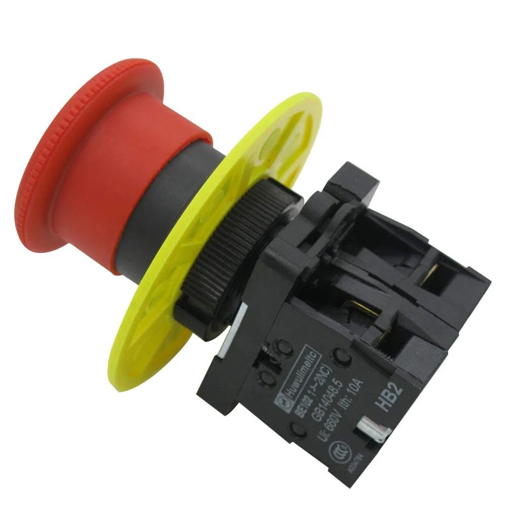 Caja roja del interruptor de la seta de la emergencia 22m m AC 660V 10A 1NC 1NO con señal de parada de emergencia