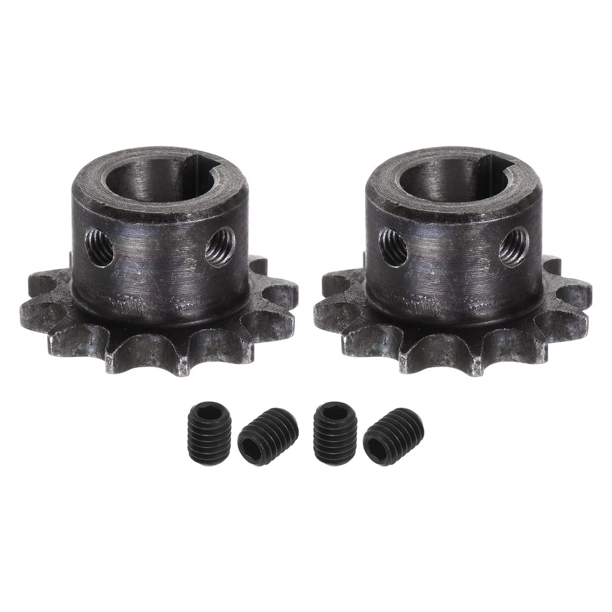 QUARKZMAN 2 Piezas Piñón de Cadena de Rodillos ISO/DIN 06B-1 Tipo B Diámetro de 15 mm Paso de 3/8" Piñón de Rodillo de una Sola Hilera de Acero A3 Endurecido con 12 Dientes