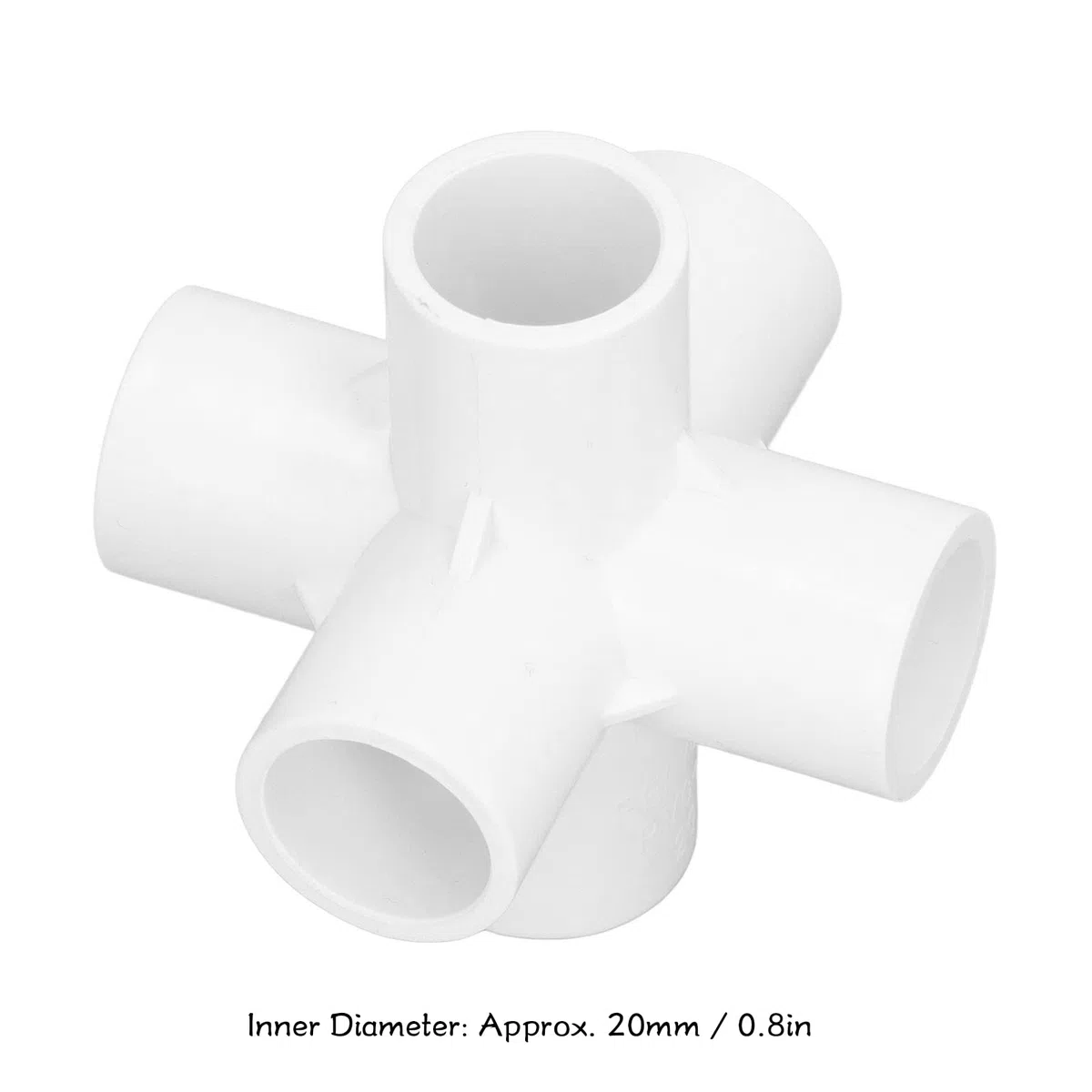 Conectores de PVC, Set de 10 Codos de 6 Vías, Accesorios para Tubería de Plástico, 20 mm Diámetro Interior, Color Blanco, para Estructuras y Recintos