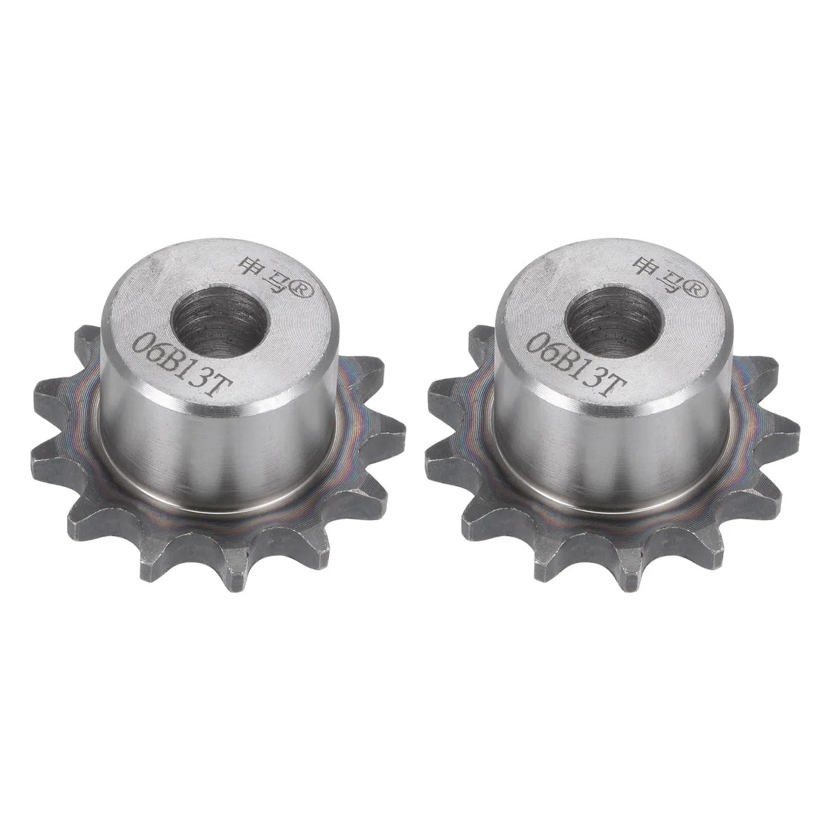 sourcing map Cadena Rodillo Rueda Dentada, 10 mm Diámetro Interior 3/8" Paso 13 Dientes una Sola Cadena Tipo B Rueda Acero Carbono A3 Cadena Rodillos para Cadena ISO 06B, 2uds