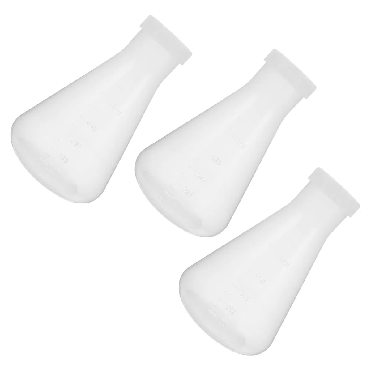 SOLUSTRE Matraz Erlenmeyer De Plástico Transparente 3 Piezas (100/250/500 Ml) Tapa, Frascos Cónicos Para Laboratorio y Experimentos De Química, Aptos Para Educación y Ciencias Naturales