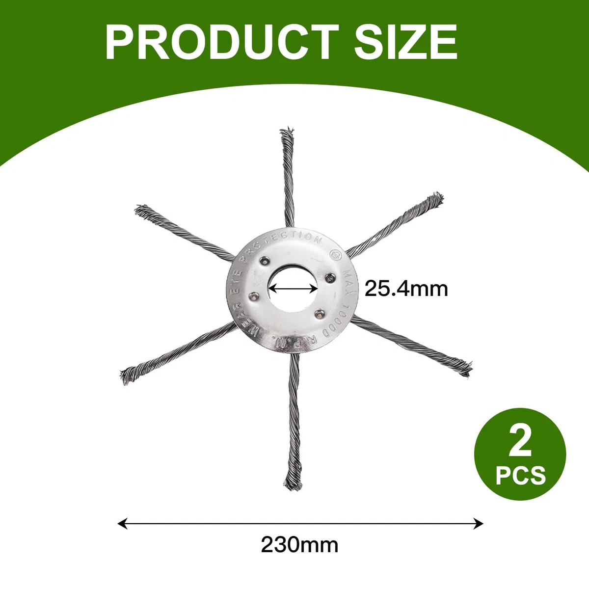 Cabezal de desbrozadora de alambre de acero, 230 mm, cepillo de malas hierbas para desbrozadora de césped, cabezal de cepillo con alambre anudado, rueda de alambre universal de repuesto para