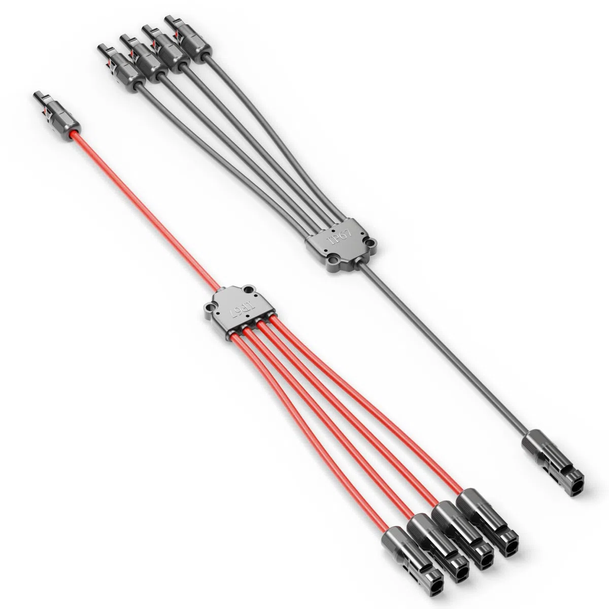 deleyCON Cable Solar Y Adaptador 4/1 4mm² - Adaptador Enchufe Y PV4 / T-Adapter IP68 1500V - (M/FFFF, F/MMMM) - Para Sistema Solar, Panel Solar, Sistema PV, Fotovoltaico (60cm)