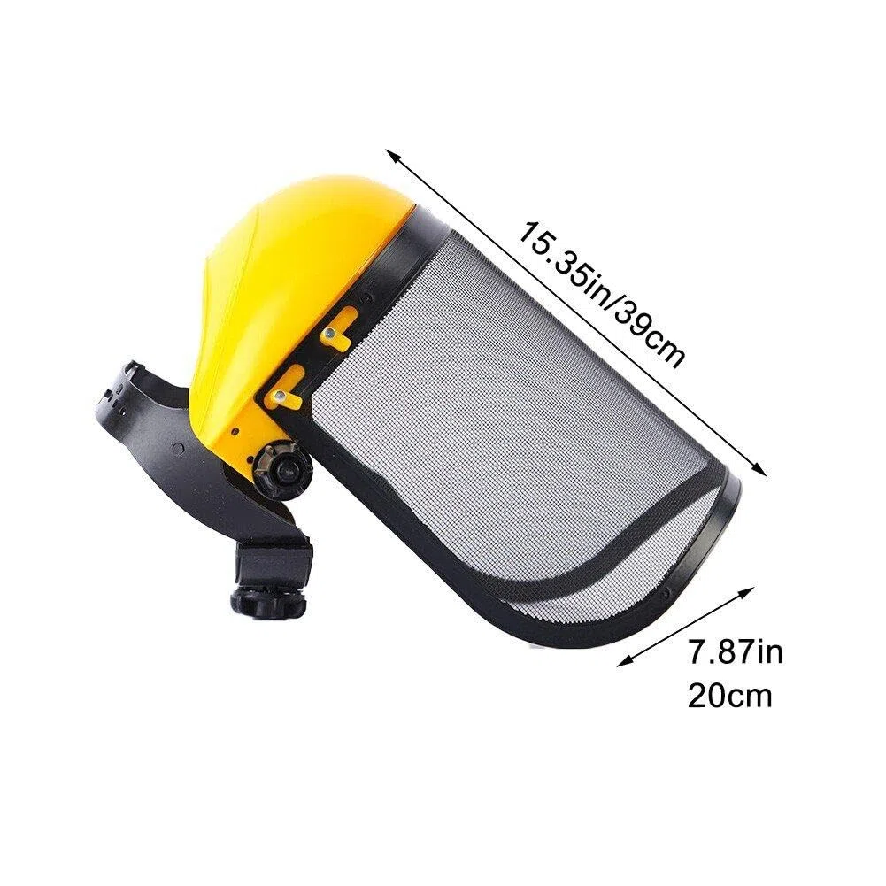 Casco De Seguridad para Cortacésped De Jardín De Acero Inoxidable, Sombrero con Máscara Protectora De Malla De Completa para Desbrozadora, Protección Forestal