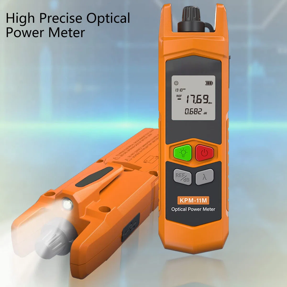 Mini Probador de Potencia óptica de Fibra, Medidor de Potencia óptica con Localizador Visual de Fallos, Probador de Cable de Fibra óptica de 7 Longitudes de Onda (KPM-11M-A-G)
