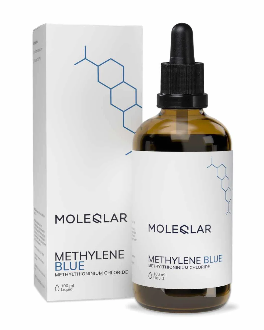 MoleQlar Azul de metileno 1% solución 100 ml – Calidad premium – Pharmacéuticamente puro – Probado en laboratorios alemanes independientes – Con pipeta – Fabricado en Alemania