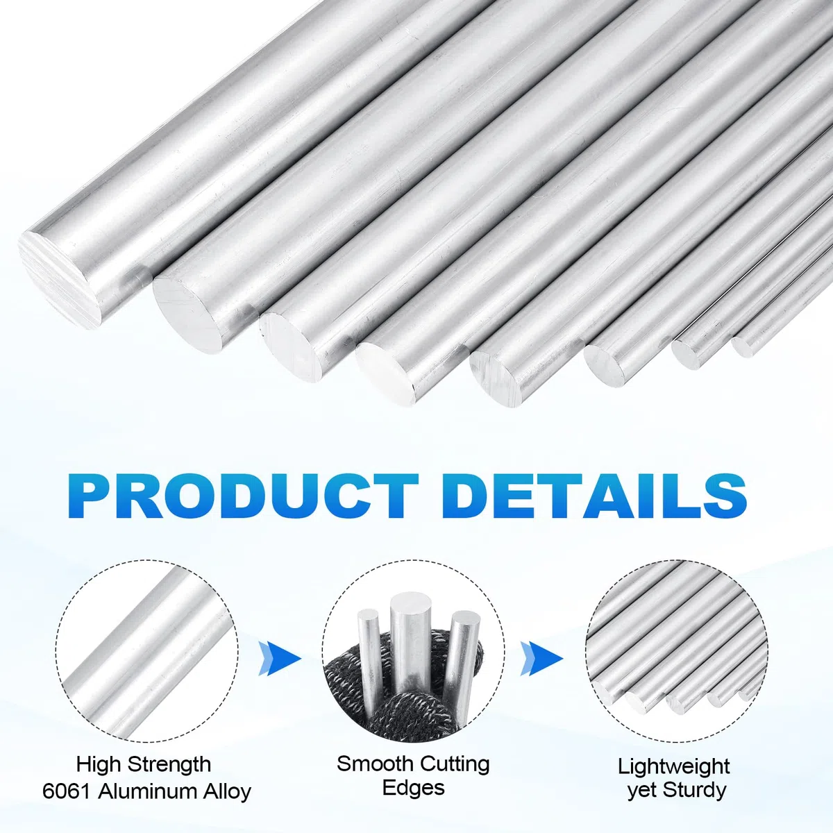 QUARKZMAN 8 Piezas Varilla De Aluminio 6061 5/32"(4mm) Diámetro 16"(407mm) Largo Barra Maciza Para Torno Varilla Redonda De Metal Para Manualidades Industriales Modelismo, Color Plateado