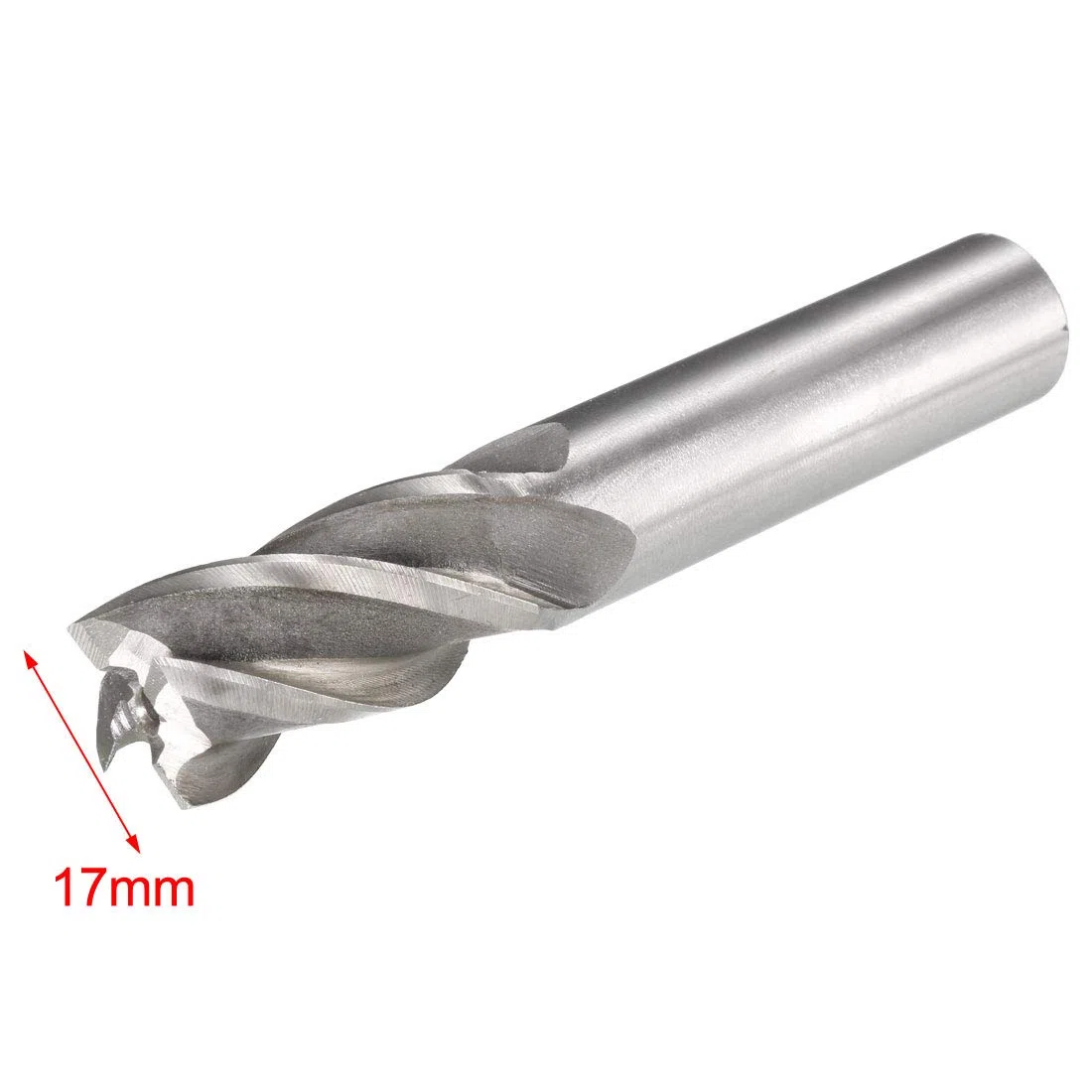 sourcing map 16mm Tallo 17mm Corte Dia 4 Flautas Espiral HSS Taladro de Metal de extremo Cortador