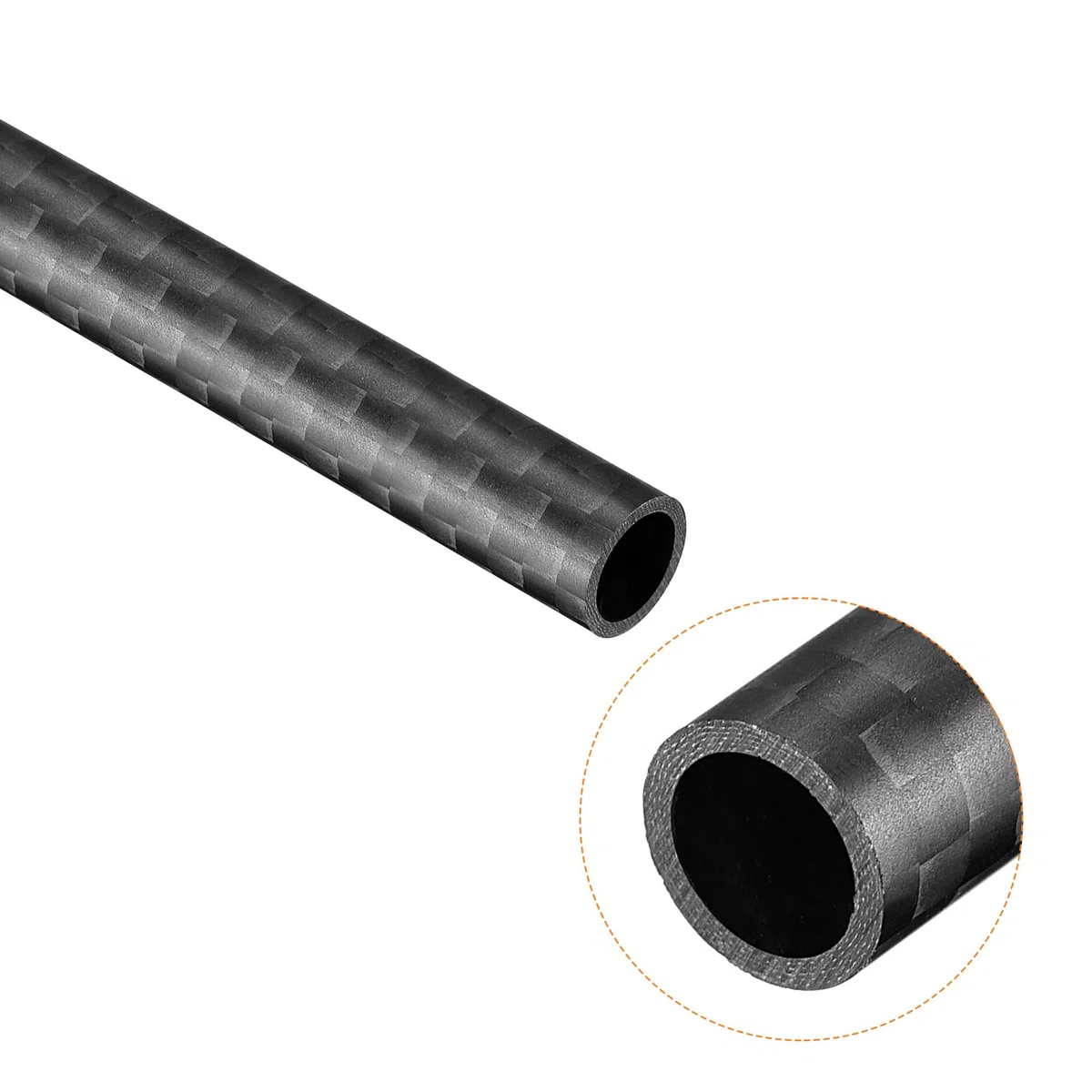 sourcing map Carbono Fibra Redondo Tubo 8mm x 6mm x 330mm 3K Rollo Envuelto Mate Superficie para RC Aeroplano Cuadricóptero 2uds