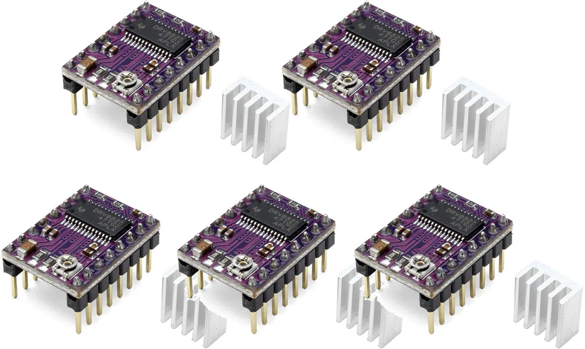 5pcs Stepstick DRV8825 Stepper Motor Driver Reprap RAMPS replace A4988 | 5pcs DRV8825 Módulo de controlador de motor paso a paso de 5 capas con mini disipador de calor para la impresora 3D