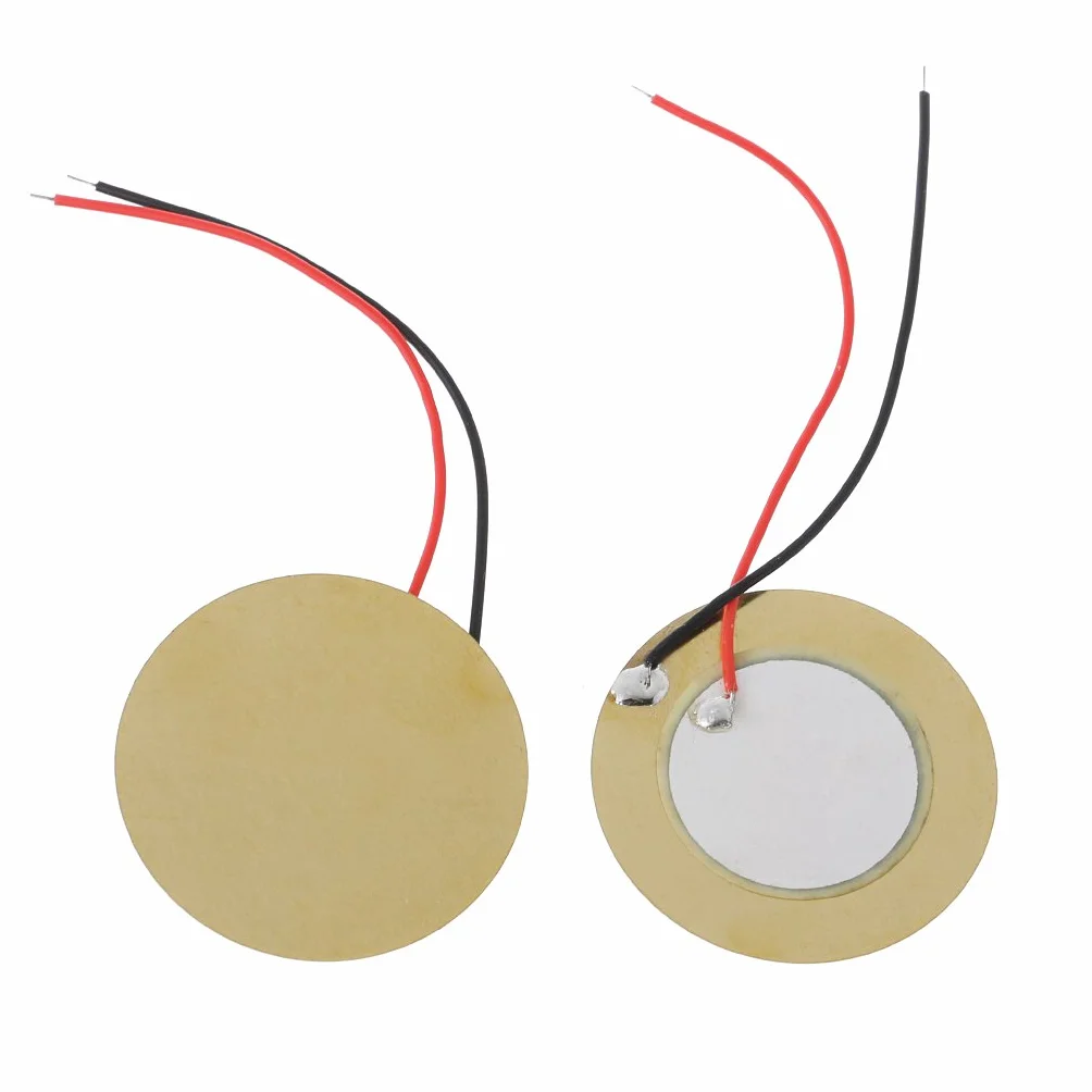 10pcs 35mm Piezo Pickup Amplificadores piezoeléctricos Discos Piezo Elements zumbador Sounder Sensor Trigger Drum Disc + Cable Cobre Piezo Discos