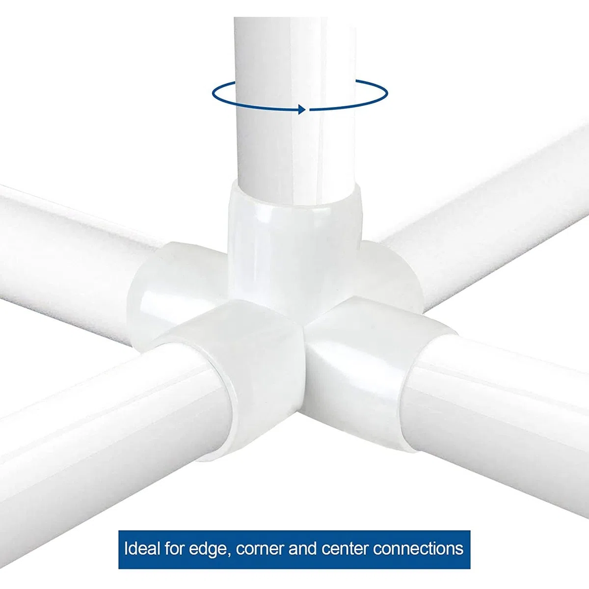 Conectores de PVC, Set de 10 Codos de 6 Vías, Accesorios para Tubería de Plástico, 20 mm Diámetro Interior, Color Blanco, para Estructuras y Recintos